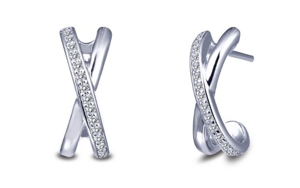 Simulated Diamond "X" Earrings E0255CLP - Jewelry Works