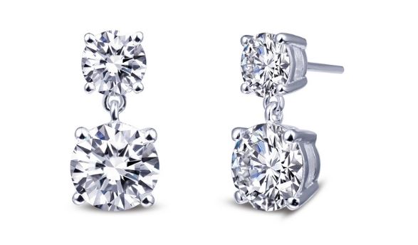 Simulated Diamond Dangle Stud Earrings E0257CLP - Jewelry Works