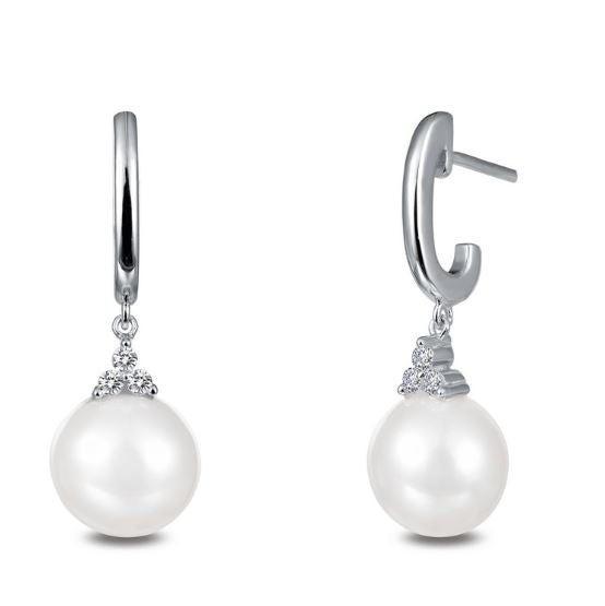 Simulated Diamond Pearl Earrings E0259PLP - Jewelry Works