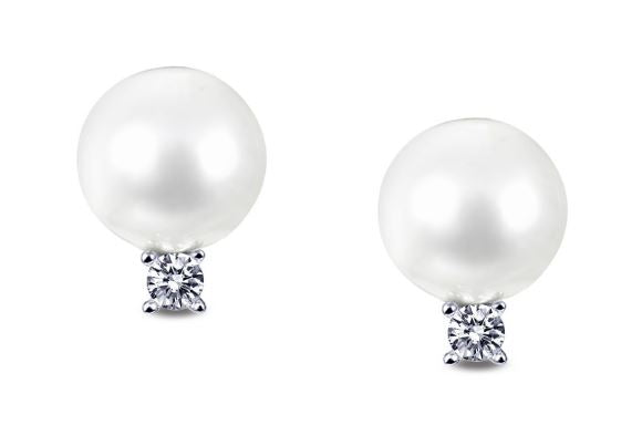 Simulated Diamond Pearl Earrings E0260PLP - Jewelry Works