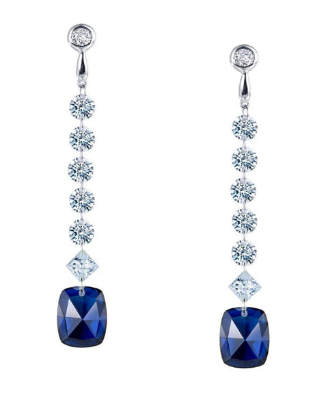 Lab Grown Sapphire Dangle Earrings E0279CSP - Jewelry Works