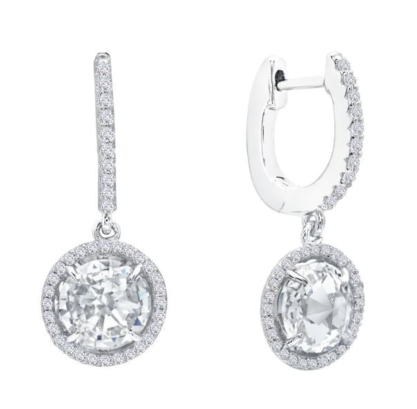 Rose Cut Halo Drop Earrings E0290CLP - Jewelry Works