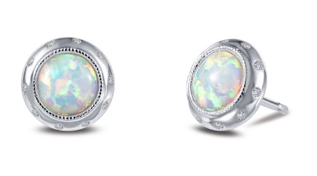 Vintage Style Simulated Opal Earrings E0319OPP - Jewelry Works