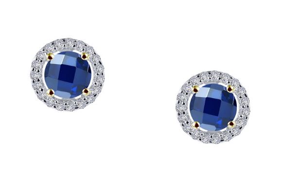 Lab Grown Sapphire Halo Earrings E0328CST - Jewelry Works