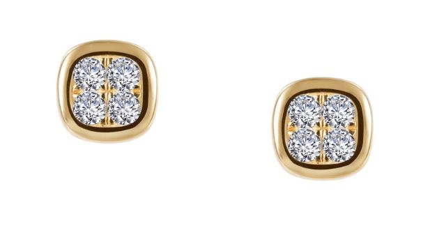 Two Tone Button Stud Earrings E0344CLT - Jewelry Works