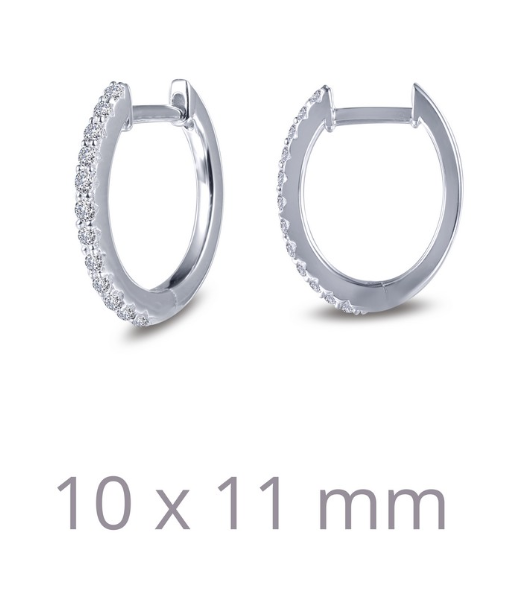 10x11mm Huggie Hoop Simulated Diamond Earrings E0345CLP - Jewelry Works