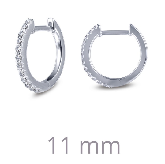 11mm Round Huggie Hoop Simulated Diamond Earrings E0346CLP - Jewelry Works