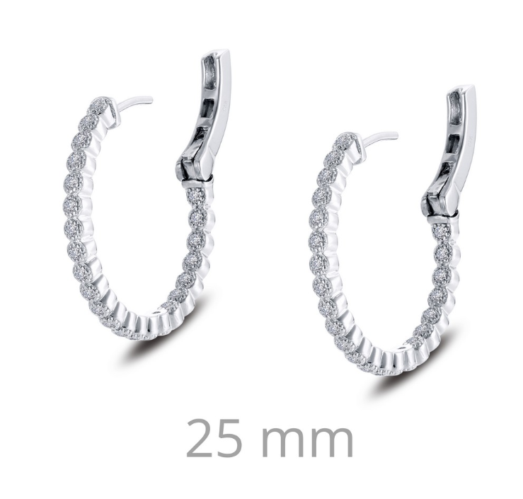Inside Out Milgrain Simulated Diamond Hoop Earrings E0357CLP - Jewelry Works