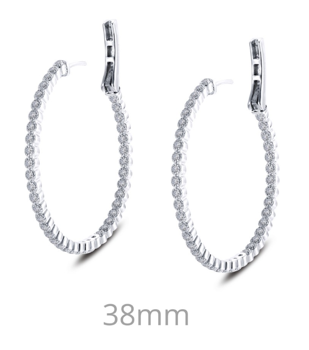 Inside Out Milgrain Large Simulated Diamond Hoop Earrings E0358CLP - Jewelry Works