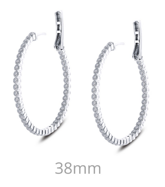 Inside Out Milgrain Large Simulated Diamond Hoop Earrings E0358CLP - Jewelry Works