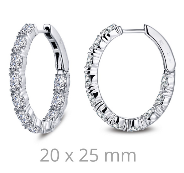 Inside Out Oval Simulated Diamond Hoop Earrings E0359CLP - Jewelry Works