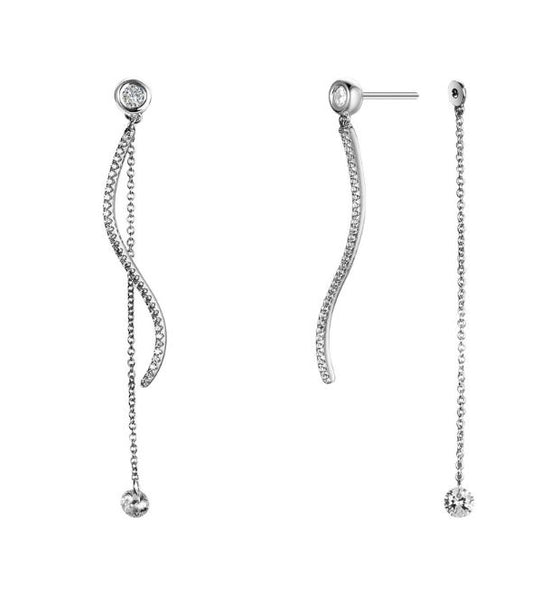 Wavy Drop Simulated Diamond Earrings E0360CLP - Jewelry Works