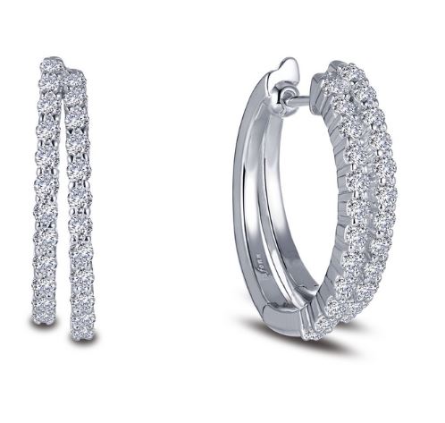 Douple Hoop Simulated Diamond Earrings E0385CLP - Jewelry Works