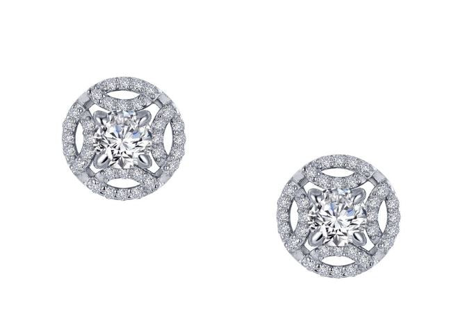 Vintage Style Button Simulated Diamond Earrings E0391CLP - Jewelry Works