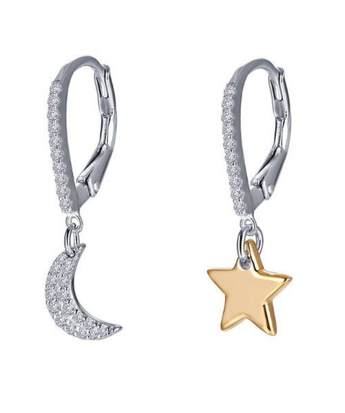 Star Moon Simulated Diamond Earrings E0400CLT - Jewelry Works