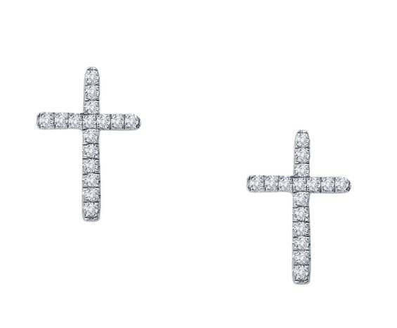 Cross Studs Simulated Diamond Earrings E2003CLP - Jewelry Works