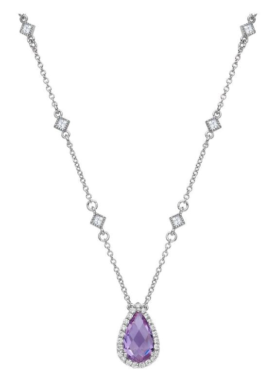 GN001AMP Amethyst Pear Necklace - Jewelry Works