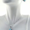 Larimar Earrings And Necklace Set With White Sapphire Accents(Box Chain Included)