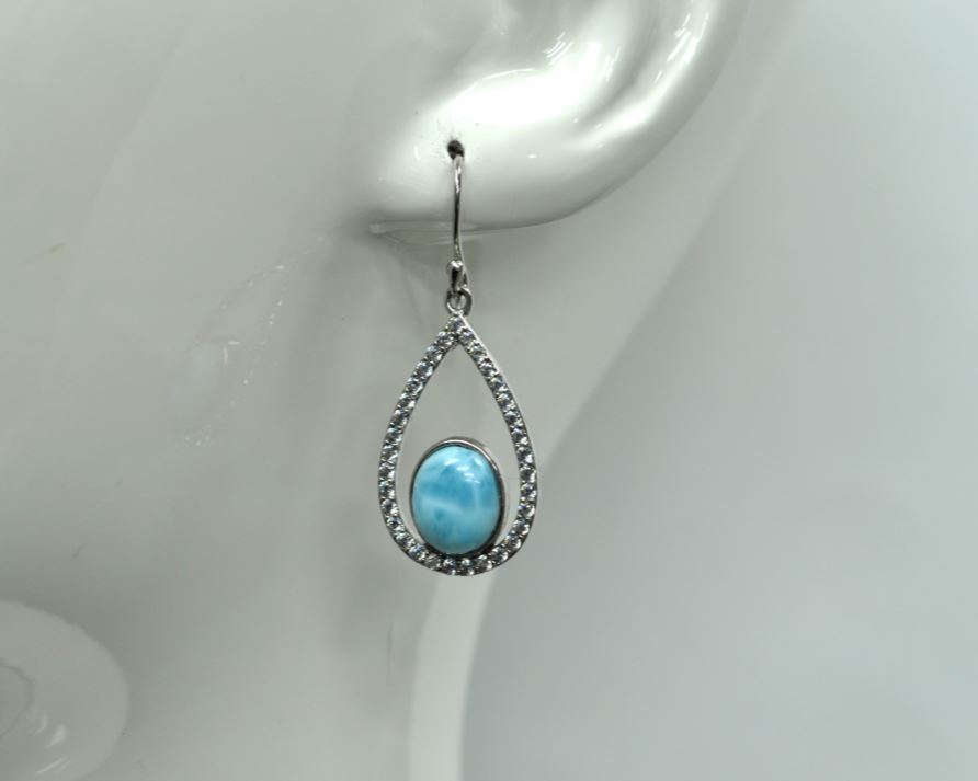 Larimar Earrings With White Sapphire Accents