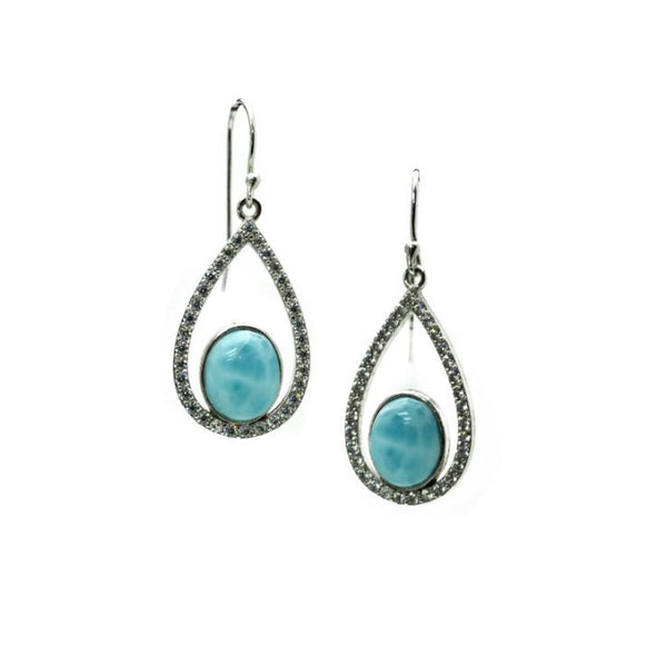 Larimar Earrings With White Sapphire Accents