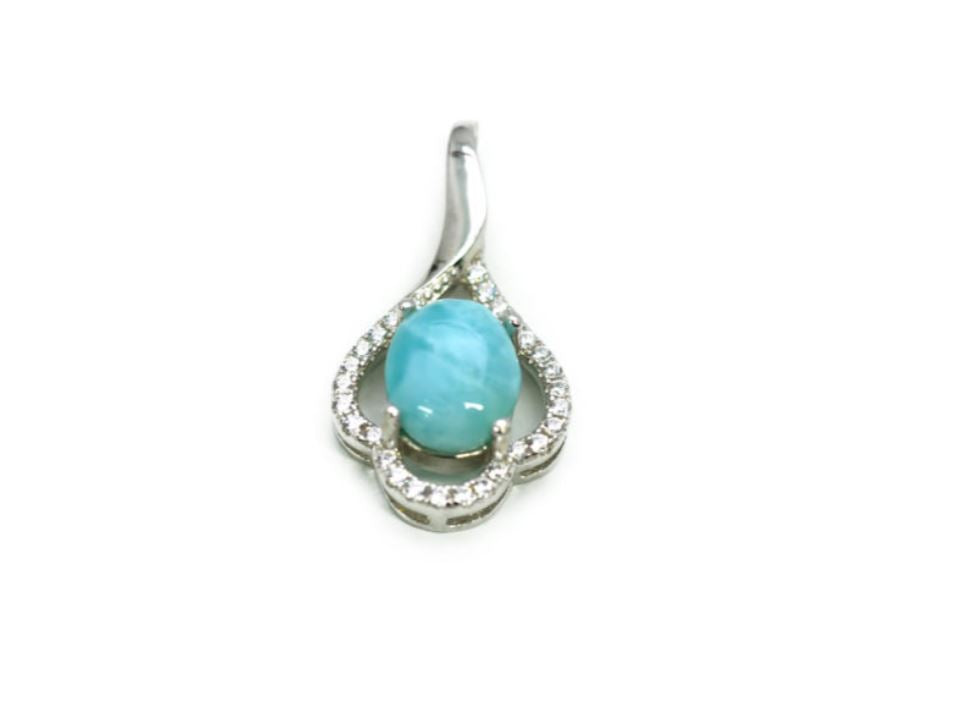 Larimar 18X8mm Pendant With White Sapphire Accents